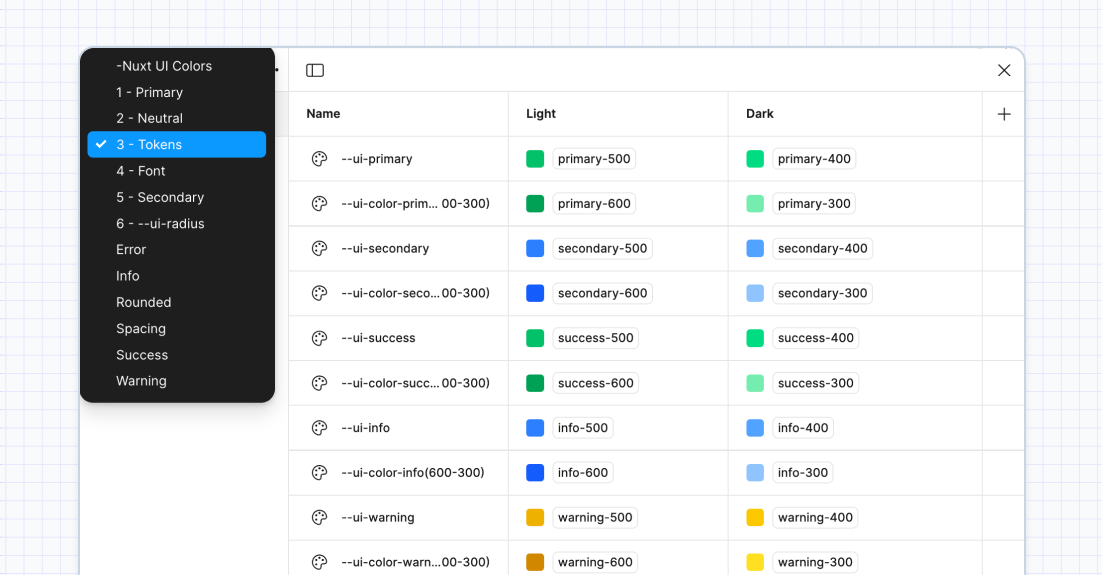 Define local variables in the Nuxt UI Figma design kit